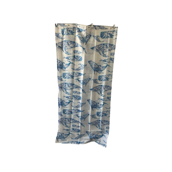 Oceanic Fabric Shower Curtain with Blue Whales  Sharp Shirter New - Picture 3 of 3